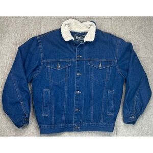 West Line Men's Denim Button Up Sherpa Trucker Jacket‎ Size Small
